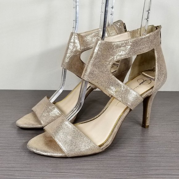 Jessica Simpson Mekos Open Toe Tress Sandals, Bronze, Womens Size 10 M / 40 - Picture 1 of 11